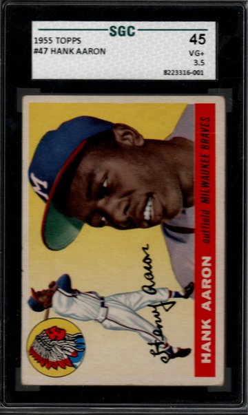 1955 Topps #47 Hank Aaron SGC 45 VG+ 3.5