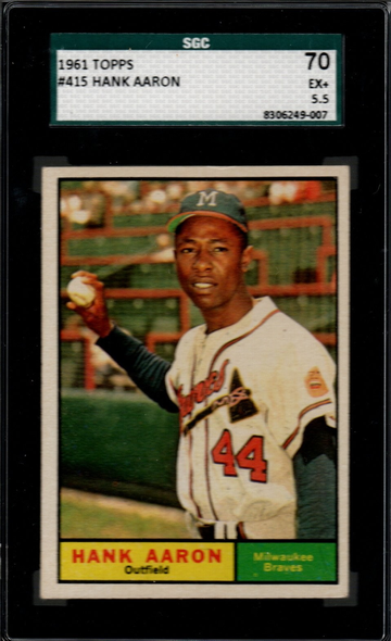 1961 Topps #415 Hank Aaron SGC 70 EX+ 5.5