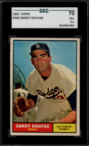1961 Topps #344 Sandy Koufax SGC 70 EX+ 5.5