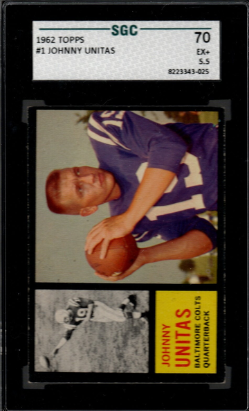 1962 Topps Football #1 Johnny Unitas SGC 70 EX+5.5