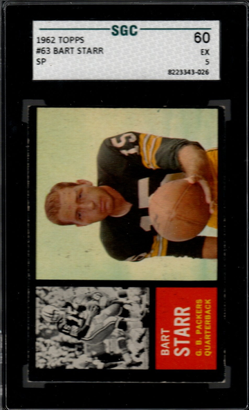 1962 Topps Football #63 Bart Starr SGC 60 EX 5