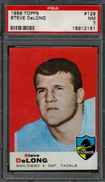 1969 Topps Football #129 Steve DeLong PSA NM 7