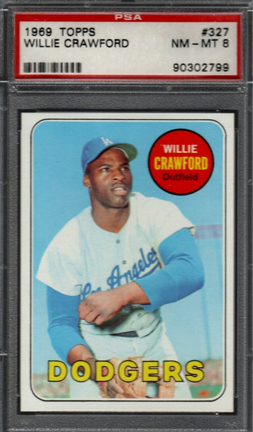 1969 Topps #327 Willie Crawford PSA NM-MT 8