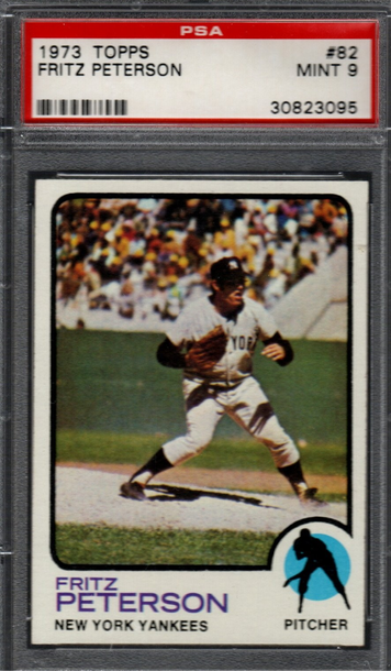 1973 Topps #82 Fritz Peterson PSA Mint 9