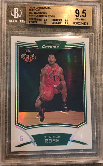 2008-09 Bowman Chrome Refractor Derrick Rose /499 #111 BGS 9.5 Bulls Rookie RC