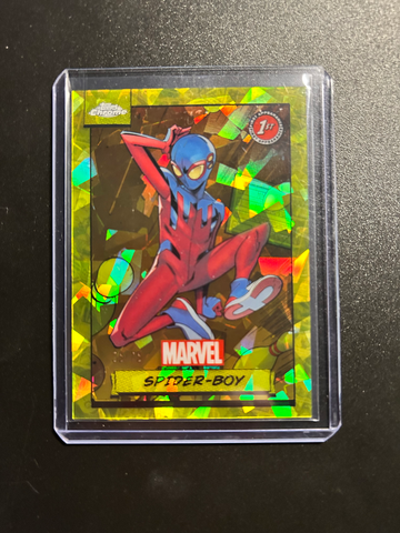 Spider Boy Topps Chrome Marvel Sapphire 2024 Yellow /75