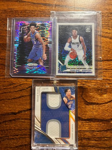 Isaiah Roby 2018 Panini Immaculate Patch Worn /50, Prizm Purple Pulsar /35, White Sparkle Optic RC Lot