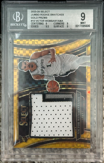 2023-24 Select Victor Wembanyama Gold Prizms RC Jumbo Patch 9/10 BGS 9