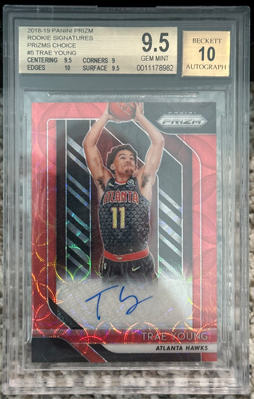 2018-19 Panini Prizm Trae Young RC Red Choice Auto BGS 9.5/10