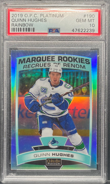 2019-20 O-Pee-Chee Platinum Quinn Hughes Rainbow PSA 10