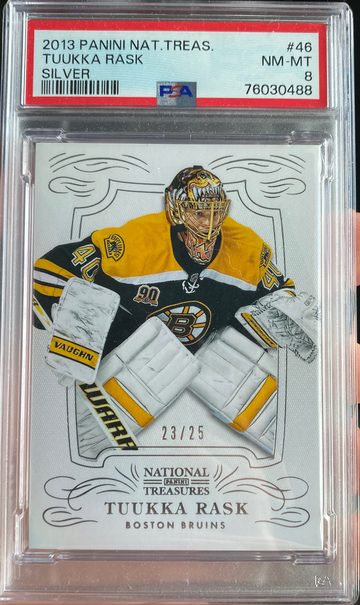 2013 Panini National Treasures Tuukka Rask Silver 23/25 PSA 8