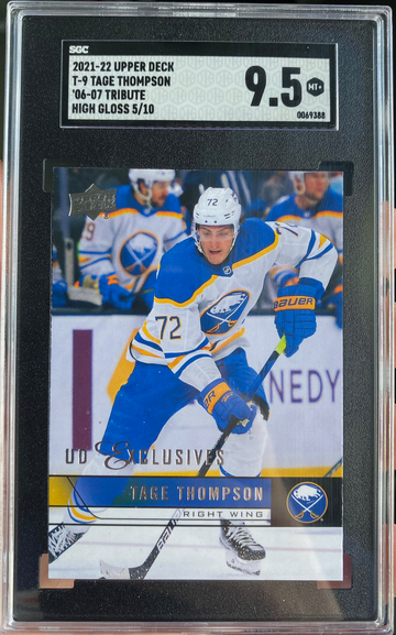 2021-22 Upper Deck Tage Thompson Tribute High Gloss UD Exclusives 5/10