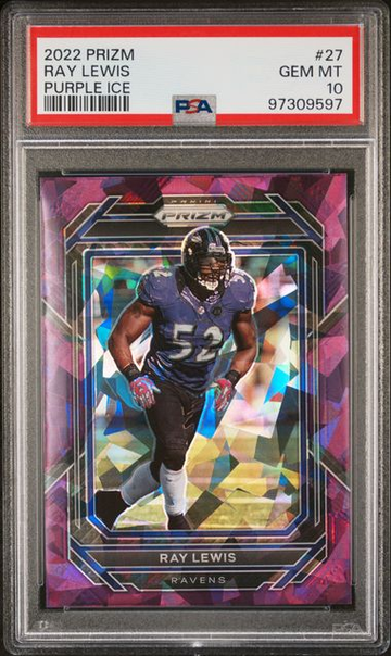 2022 Panini Prizm Ray Lewis #27 Purple Ice Prizm #d/225 Ravens Color Match
