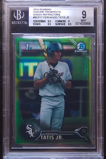 FERNANDO TATIS JR 2016 BOWMAN CHROME PROSPECTS GREEN REFRACTOR /99 BGS 9 MINT #BCP17 