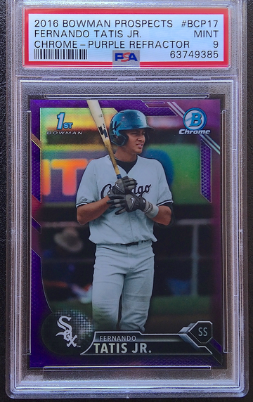 FERNANDO TATIS JR 2016 BOWMAN CHROME PROSPECTS PURPLE REFRACTOR /250 PSA 9 MINT