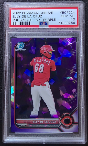 ELLY DE LA CRUZ 2022 BOWMAN SAPPHIRE EDITION CHROME PROSPECTS SP PURPLE PSA 10