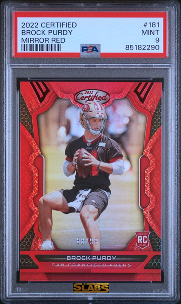 BROCK PURDY 2022 CERTIFIED MIRROR RED /99 PSA 9 MINT