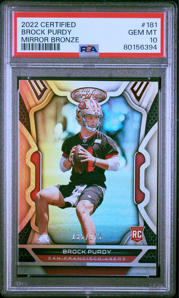 BROCK PURDY 2022 CERTIFIED MIRROR BRONZE /275 PSA 10 GEM