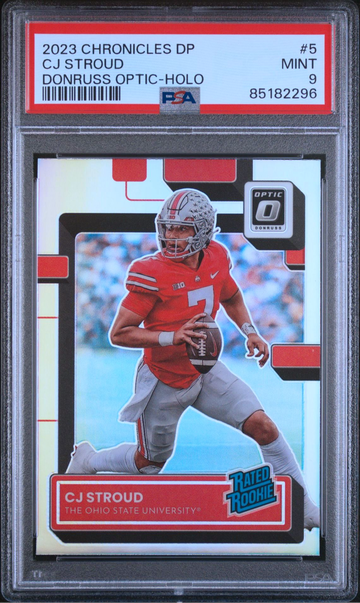 CJ  STROUD CHRONICLES DRAFT PICKS DONRUSS OPTIC HOLO PSA 9