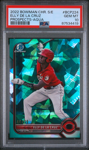 ELLY DE LA CRUZ 2022 BOWMAN CHROME SAPPHIRE PROSPECTS AQUA /99 PSA 10 1 OF KIND 