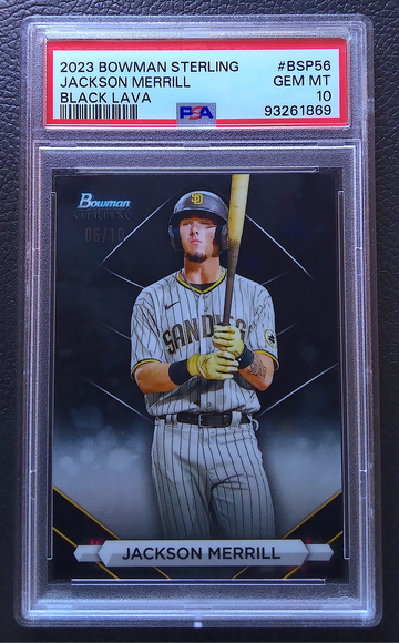 JACKSON MERRILL 2023 BOWMAN STERLING PROSPECTS BLACK LAVA /10 PSA 10