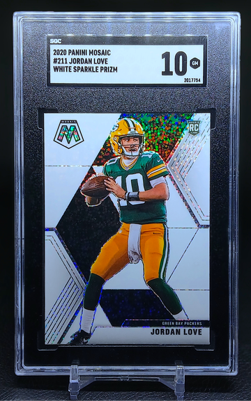 JORDAN LOVE 2020 PANINI MOSAIC WHITE SPARKLE PRIZM #211 SGC 10