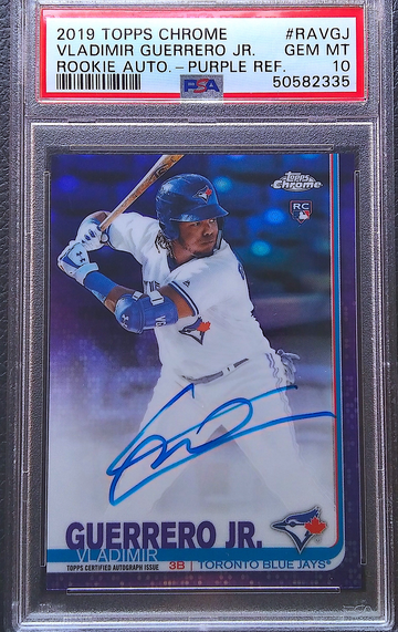 VLADIMIR GUERRERO JR 2019 TOPPS CHROME PURPLE AUTO /250 PSA 10
