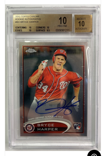 2012 Topps Chrome Bryce Harper Rookie Autos BGS 10 Pristine!