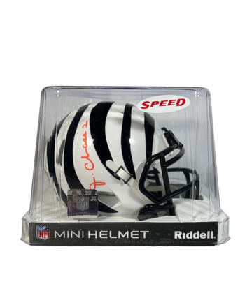 Ja'Marr Chase Signed Mini Helmet with Beckett COA  Orange Ink Auto!!