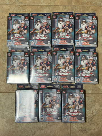 2025 Topps Chrome Football Hanger Box Lot - 11 Boxes