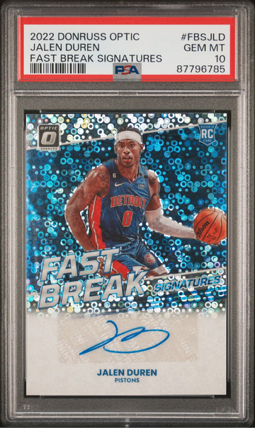 2022 Panini Optic Basketball Jalen Duren RC Fast Break Signatures PSA 10