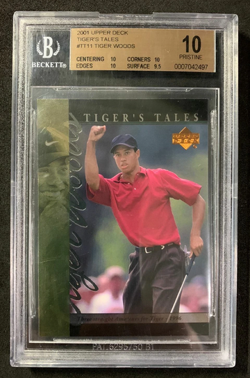 BGS 10 Tiger Woods Rookie RC 2001 Upper Deck Tiger's Tales #TT11 Golf POP 17 - DHL Express Air 6-8 Days with Tracking