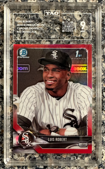 2018 Bowman Chrome Luis Robert Red Refractor 5/5 Rookie TAG 9 Mint