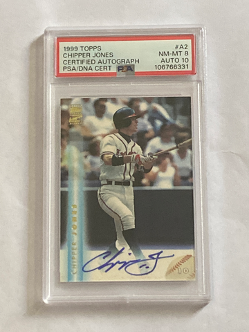 1999 TOPPS CHIPPER JONES AUTO PSA 10