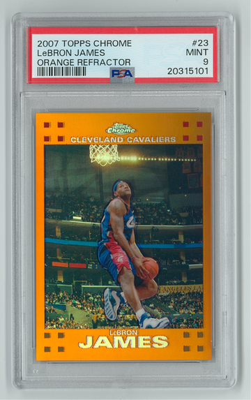 LEBRON JAMES 2007 Topps Chrome Orange Refractor #23 Serial #/199 PSA 9 MINT