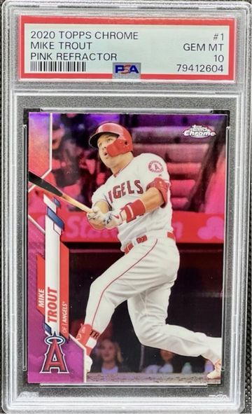 2020 Topps Chrome Mike Trout Pink Refractor PSA 10 Angels #1
