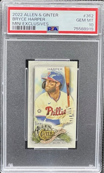 2022 Topps Allen & Ginter Exclusives Extended EXT Mini Bryce Harper #362 PSA 10