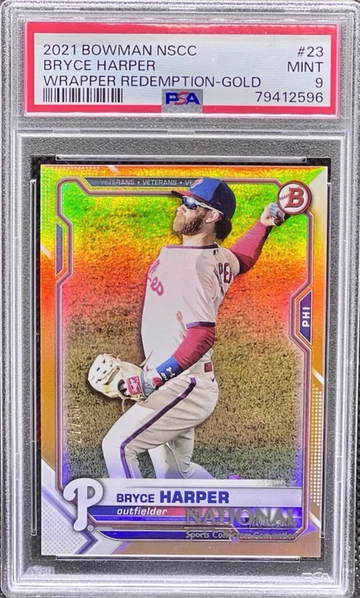 2021 Bowman NSCC Bryce Harper Gold Wrapper Redemption /50 PSA 9