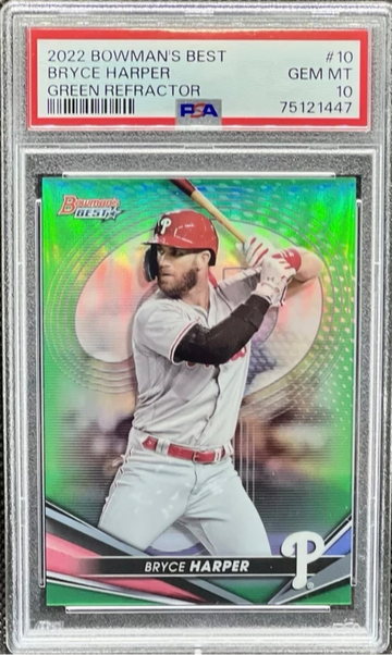 2022 Bowman's Best Bryce Harper Green Refractor 56/99 PSA 10 #10