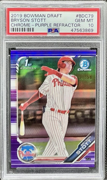 2019 Bowman Draft Bryson Stott Chrome Purple Refractor First Bowman /250 PSA 10