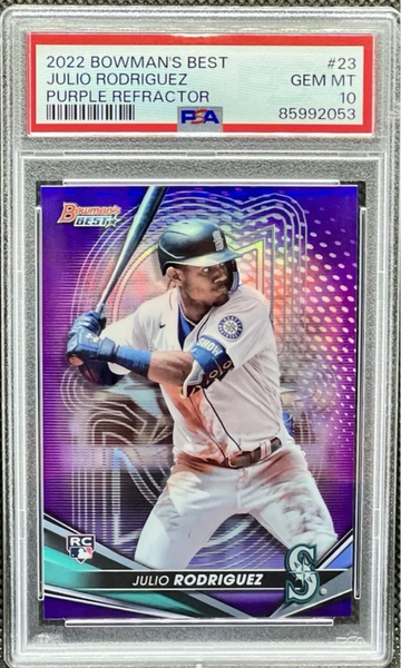 2022 Bowmans Best Julio Rodriguez Purple Refractor /250 PSA 10 Rookie