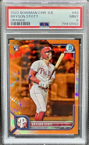 2022 Bowman Chrome Sapphire Bryson Stott Orange Refractor 04/75 PSA 9 Rookie!