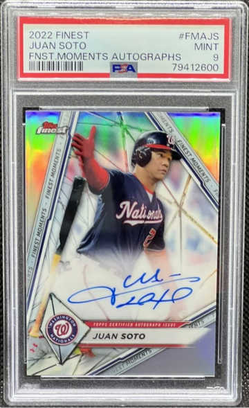 2022 Topps Finest Juan Soto Finest Moments Auto PSA 9 Yankees Mets Autograph