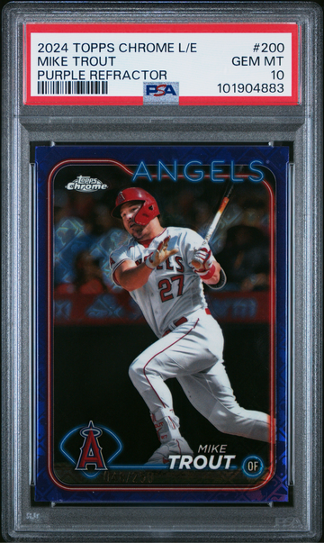 2024 Topps Chrome Logofractor Purple #200 Mike Trout /250 PSA 10