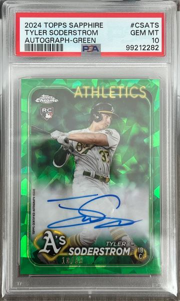 2024 TOPPS CHROME SAPPHIRE GREEN SAPPHIRE AUTOS TYLER SODERSTROM RC /99 PSA 10