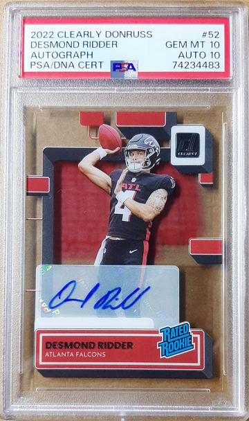 2022 CLEARLY DONRUSS #52 DESMOND RIDDER  AUTO PSA 10 POP 1