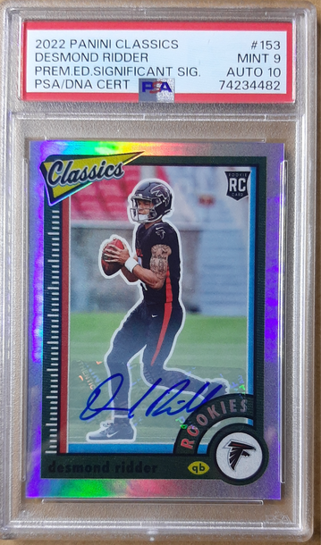 2022 panini Classic #153 Desmond Ridder  Prem.Ed. Significant  Sig. PSA 9 POP 1