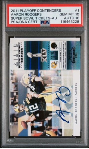 2011 Playoff Contenders Super Bowl Tickets Auto Aaron Rodgers #1 PSA 10 Pop 1