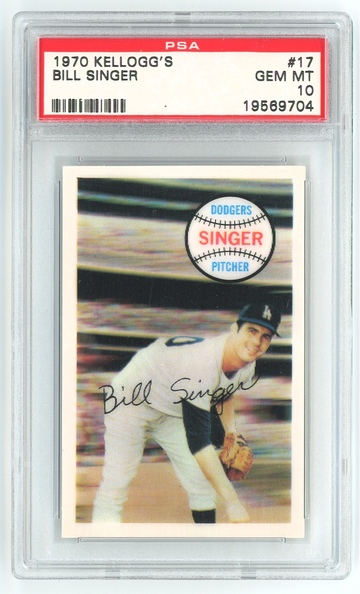1970 Kellogg's Baseball - #17 Bill Singer PSA 10 GEM MT Very Low Pop of 32!!