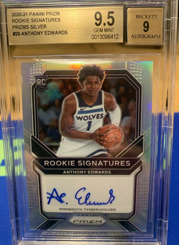 2020-21 Anthony Edwards Rookie Silver Prizm Auto BGS 9.5🔥